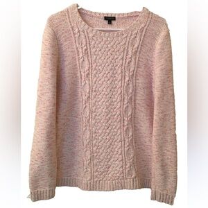 Talbots Pink Mixed Cable Knit Marled Popover Cozy
Sweater Top